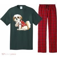 I Love Dad Tattoo Shih Tzu Dad Funny Fathers Day Gift Pajama Set thumb 0