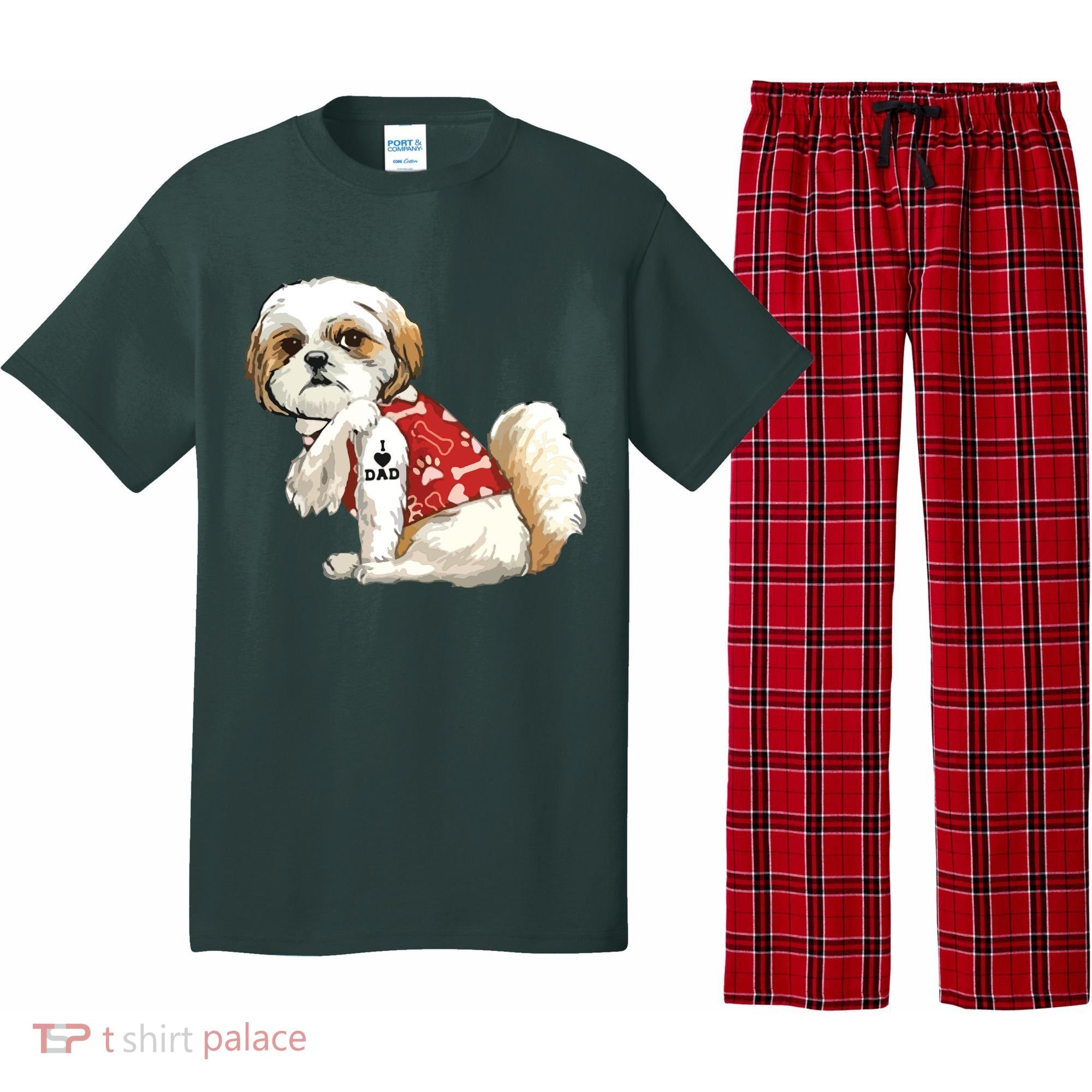 I Love Dad Tattoo Shih Tzu Dad Funny Fathers Day Gift Pajama Set