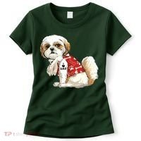 I Love Dad Tattoo Shih Tzu Dad Funny Fathers Day Gift Women's T-Shirt thumb 0