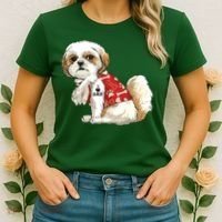 I Love Dad Tattoo Shih Tzu Dad Funny Fathers Day Gift Women's T-Shirt thumb 2