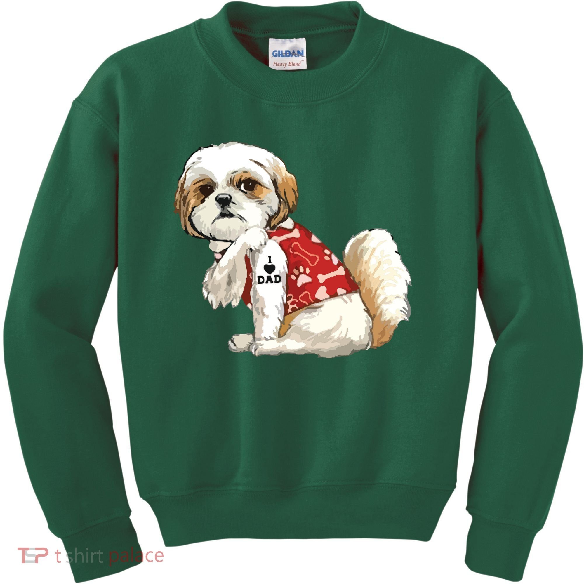I Love Dad Tattoo Shih Tzu Dad Funny Fathers Day Gift Kids Sweatshirt