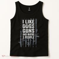 I Like Dogs Guns And Maybe 3 People Funny Gun Tank Top thumb 2