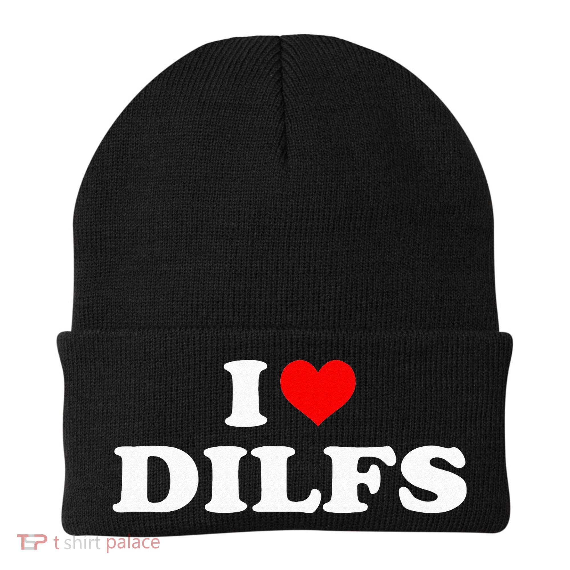 I Love DILFs I heart DILFs Red Heart Cool Beanie