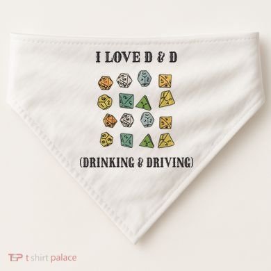 I Love D & D Drinking And Driving Funny Dragons RPG Lover USA-Made Doggie Bandana