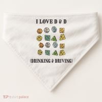 I Love D & D Drinking And Driving Funny Dragons RPG Lover USA-Made Doggie Bandana thumb 0