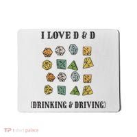 I Love D & D Drinking And Driving Funny Dragons RPG Lover Mousepad thumb 0