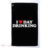 I Love Day Drinking Heart Golf Towel thumb 0