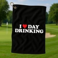 I Love Day Drinking Heart Golf Towel thumb 1