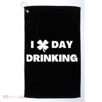 I Love Day Drinking St Patricks Day Shamrock Golf Towel thumb 0