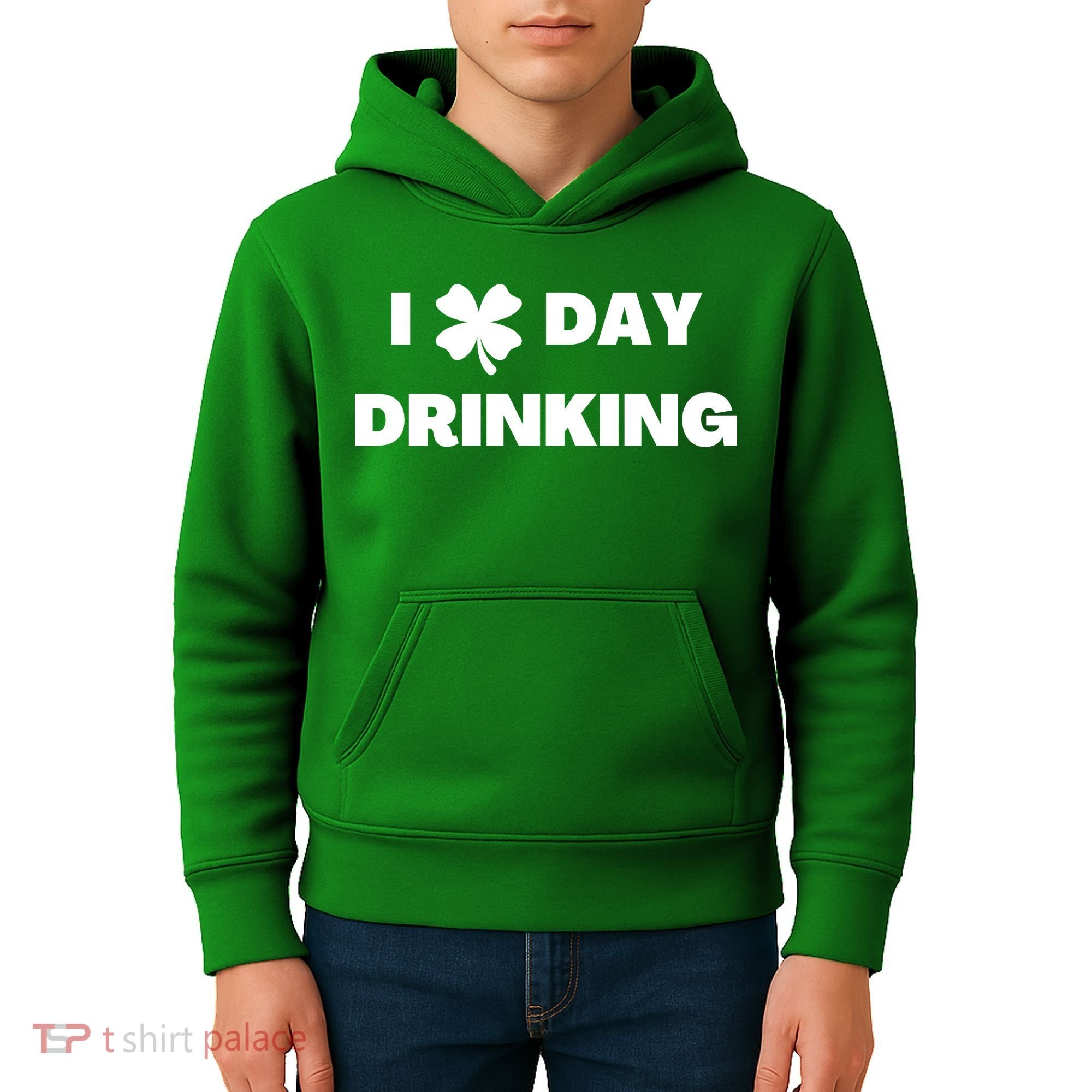 I Love Day Drinking St Patricks Day Shamrock Kids Hoodie
