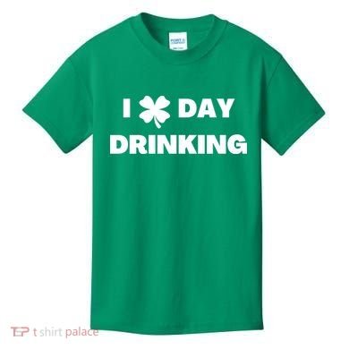 I Love Day Drinking St Patricks Day Shamrock Kids T-Shirt