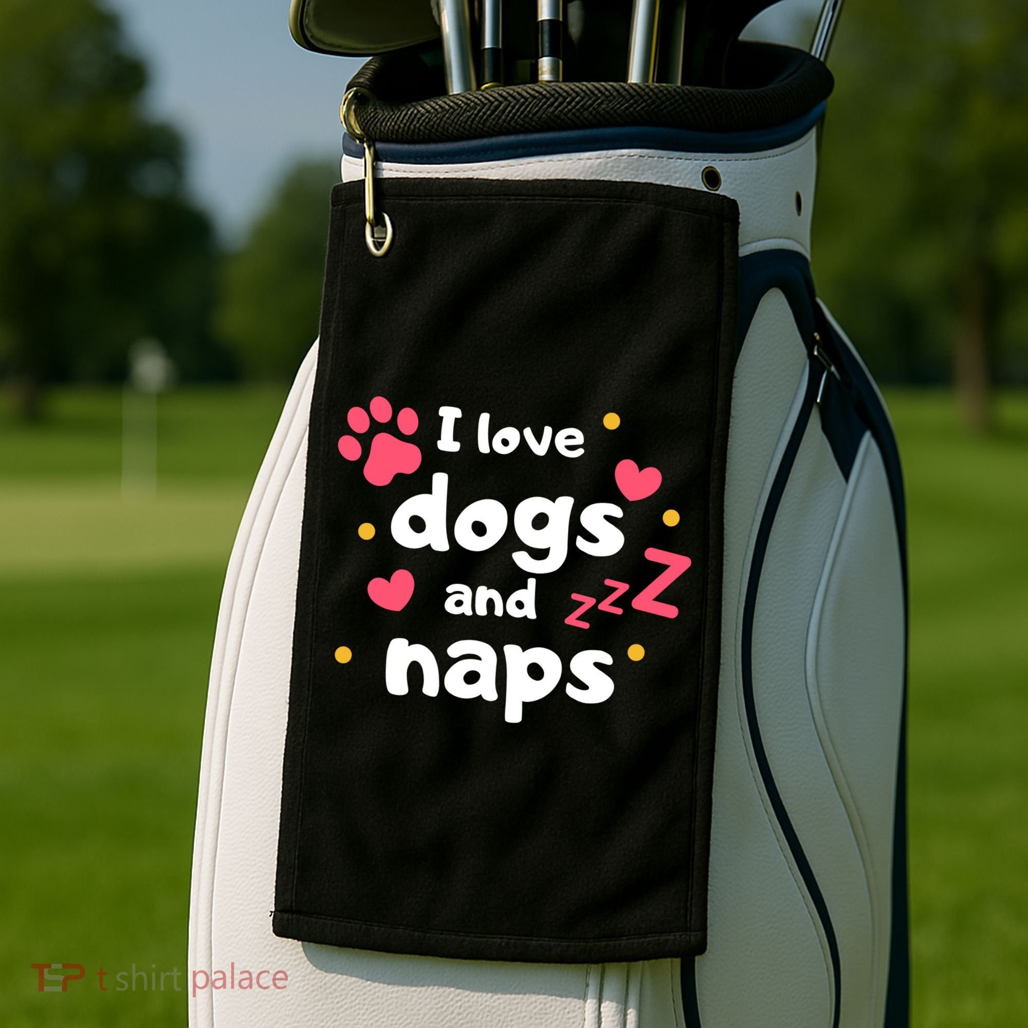 I Love Dogs And Naps Golf Towel