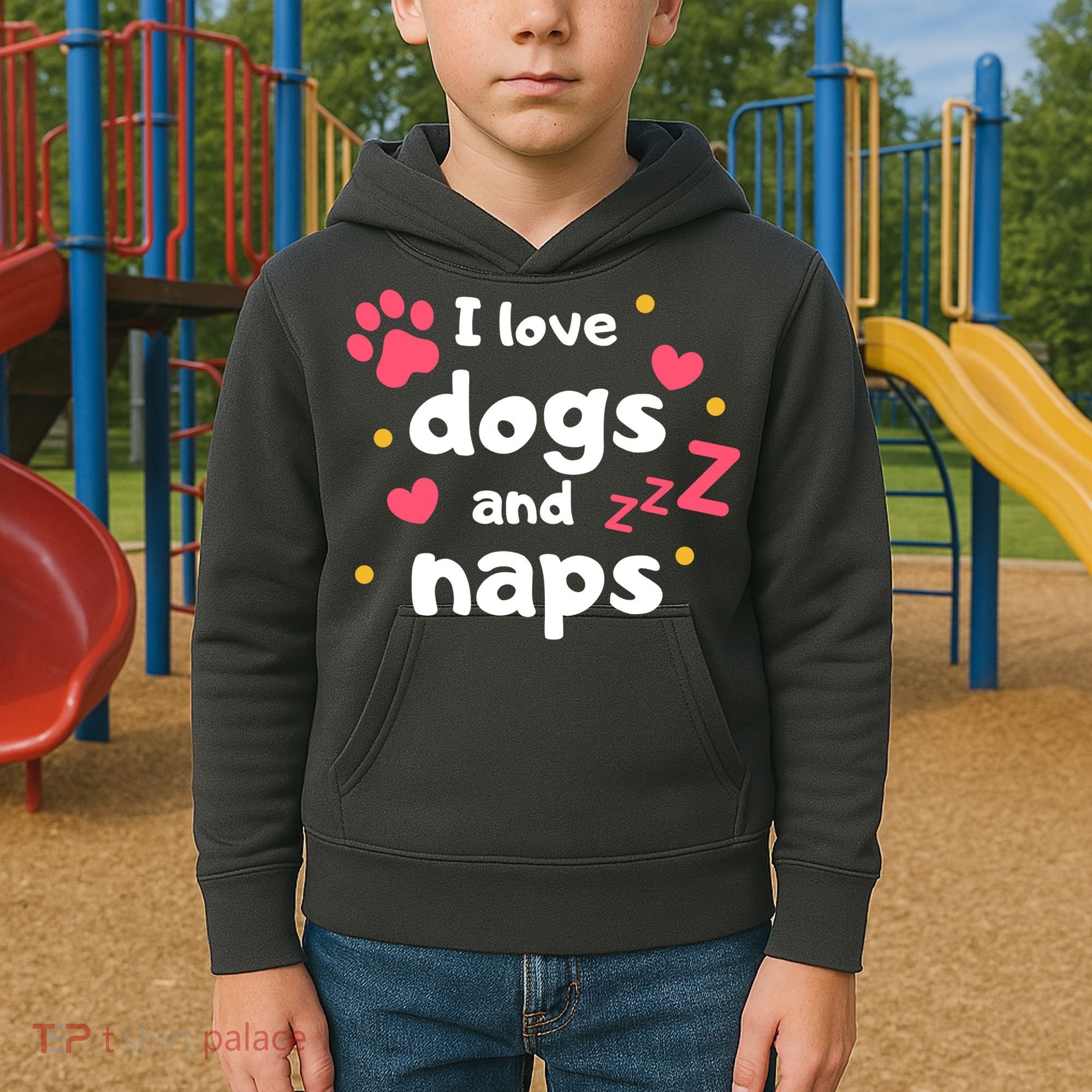 I Love Dogs And Naps Kids Hoodie
