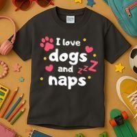 I Love Dogs And Naps Kids T-Shirt thumb 3