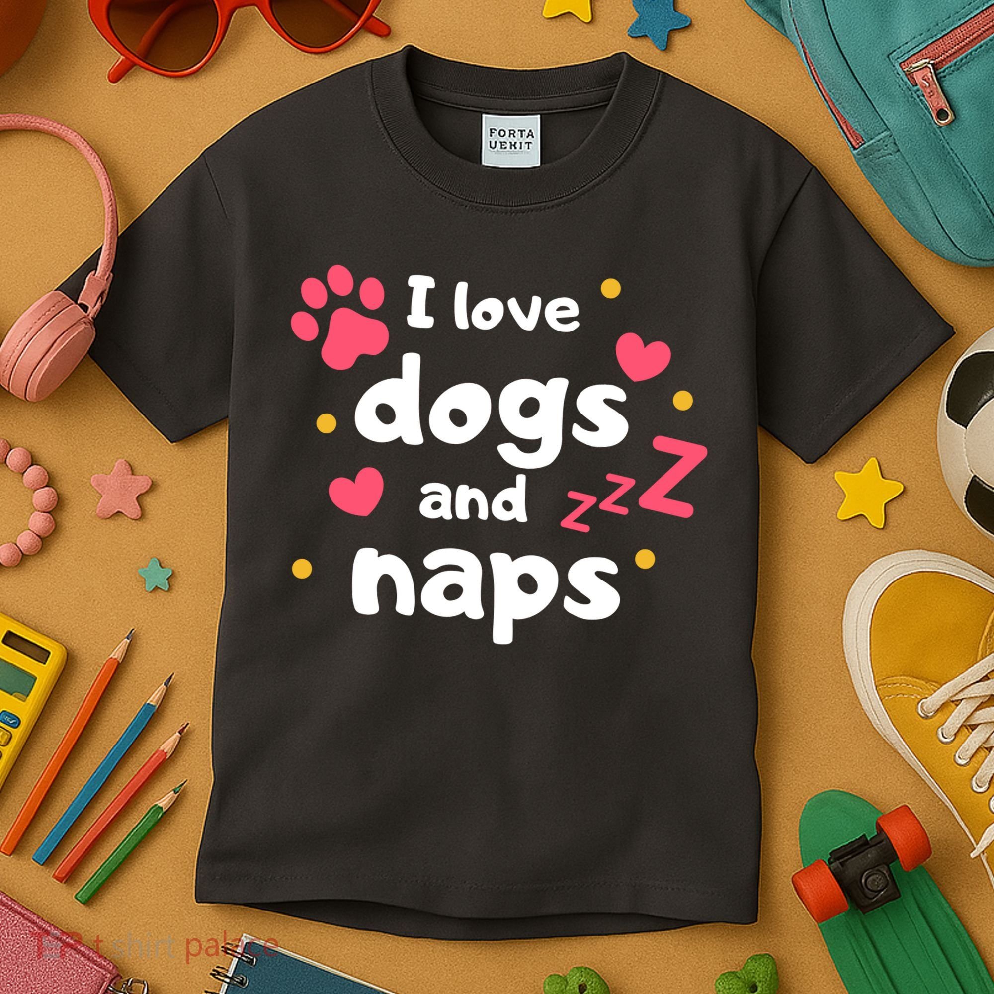 I Love Dogs And Naps Kids T-Shirt