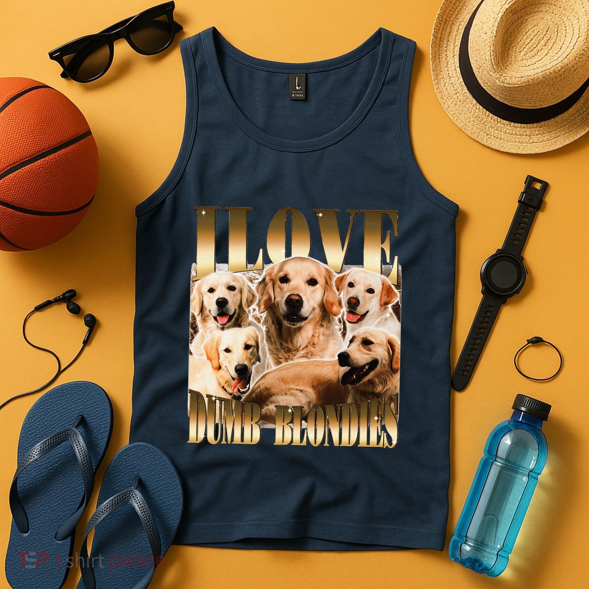 I Love Dumb Blondes Funny Meme Dog Lover Tank Top