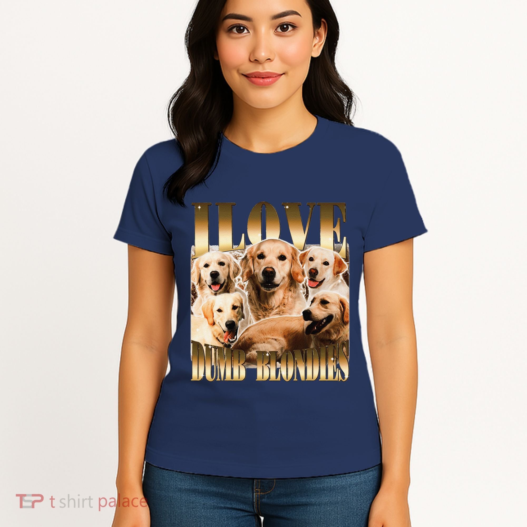 I Love Dumb Blondes Funny Meme Dog Lover Women's T-Shirt