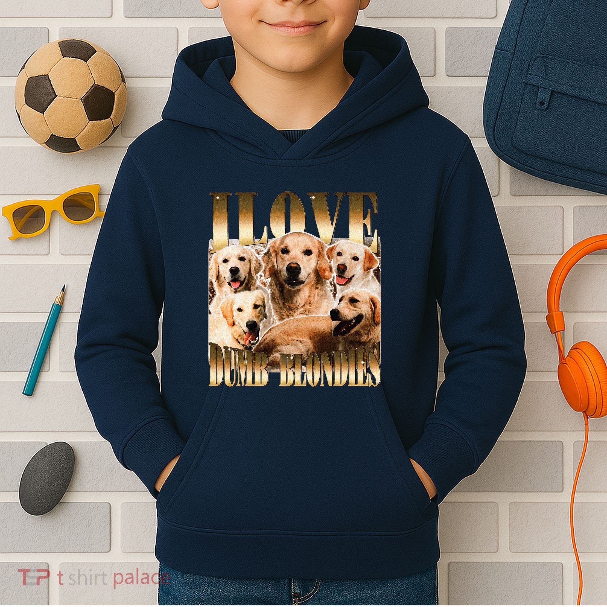 I Love Dumb Blondes Funny Meme Dog Lover Kids Hoodie