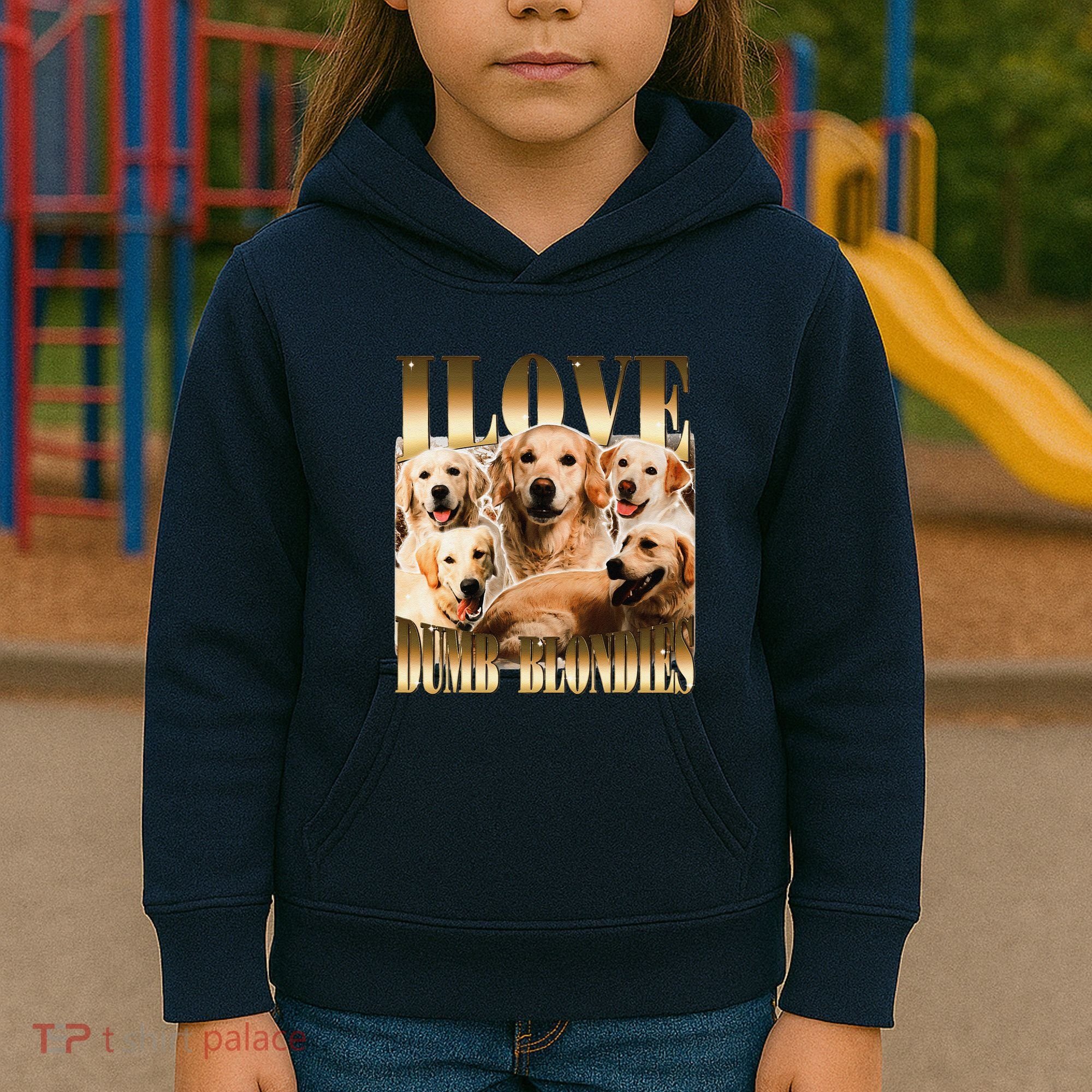 I Love Dumb Blondes Funny Meme Dog Lover Kids Hoodie
