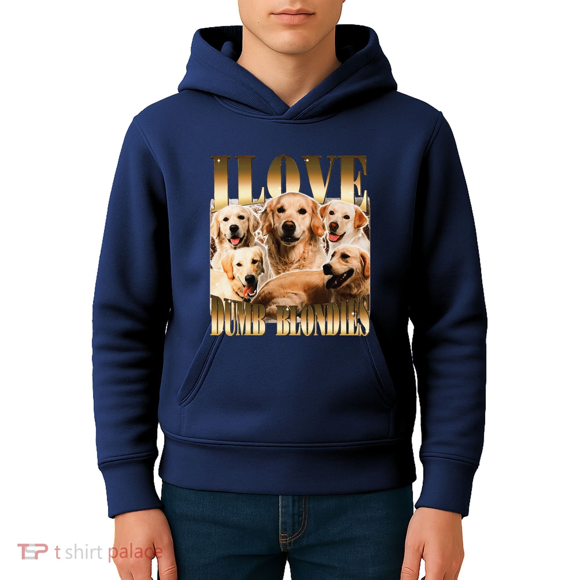 I Love Dumb Blondes Funny Meme Dog Lover Kids Hoodie