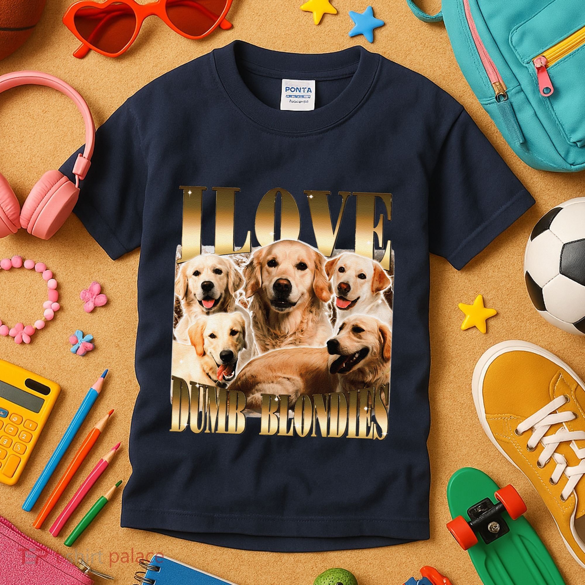 I Love Dumb Blondes Funny Meme Dog Lover Kids T-Shirt