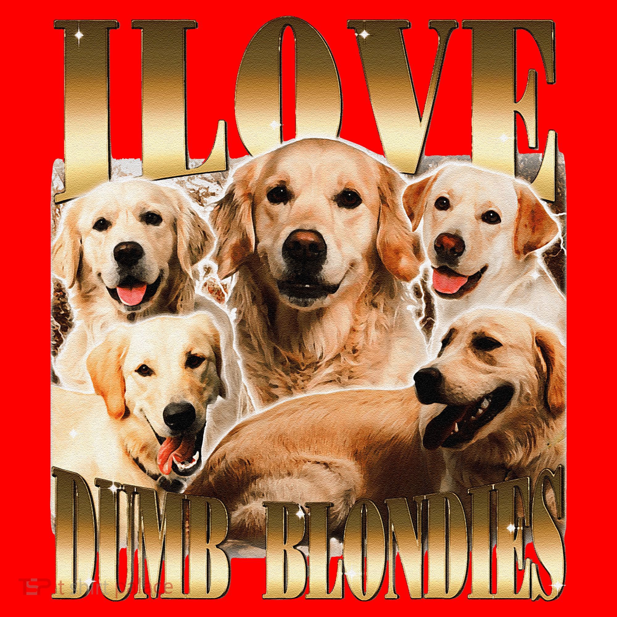 I Love Dumb Blondes Funny Meme Dog Lover Santa Hat