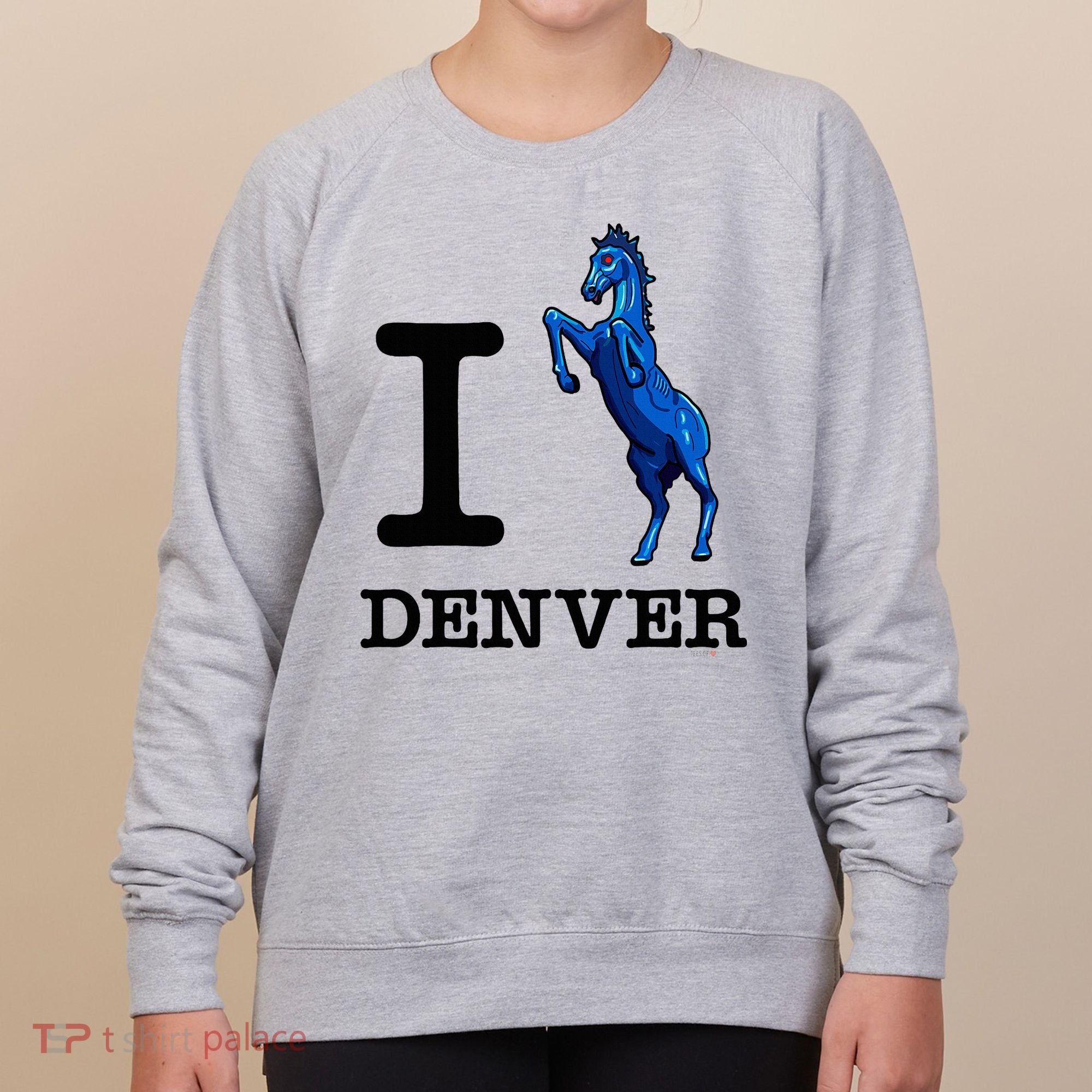 I Love Denver Blucifer Evil Blue Horse Women's Sweatshirt