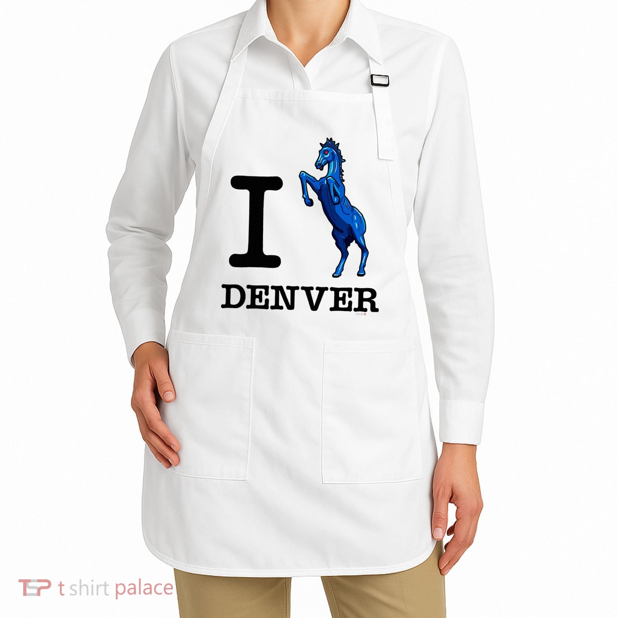 I Love Denver Blucifer Evil Blue Horse Apron