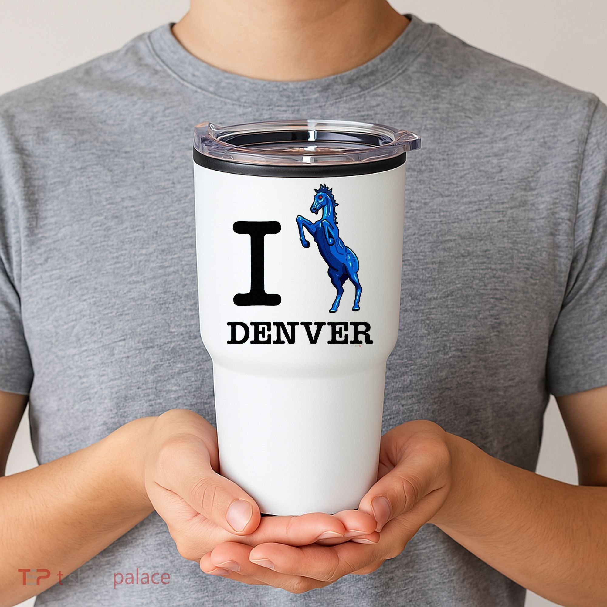 I Love Denver Blucifer Evil Blue Horse Tumbler