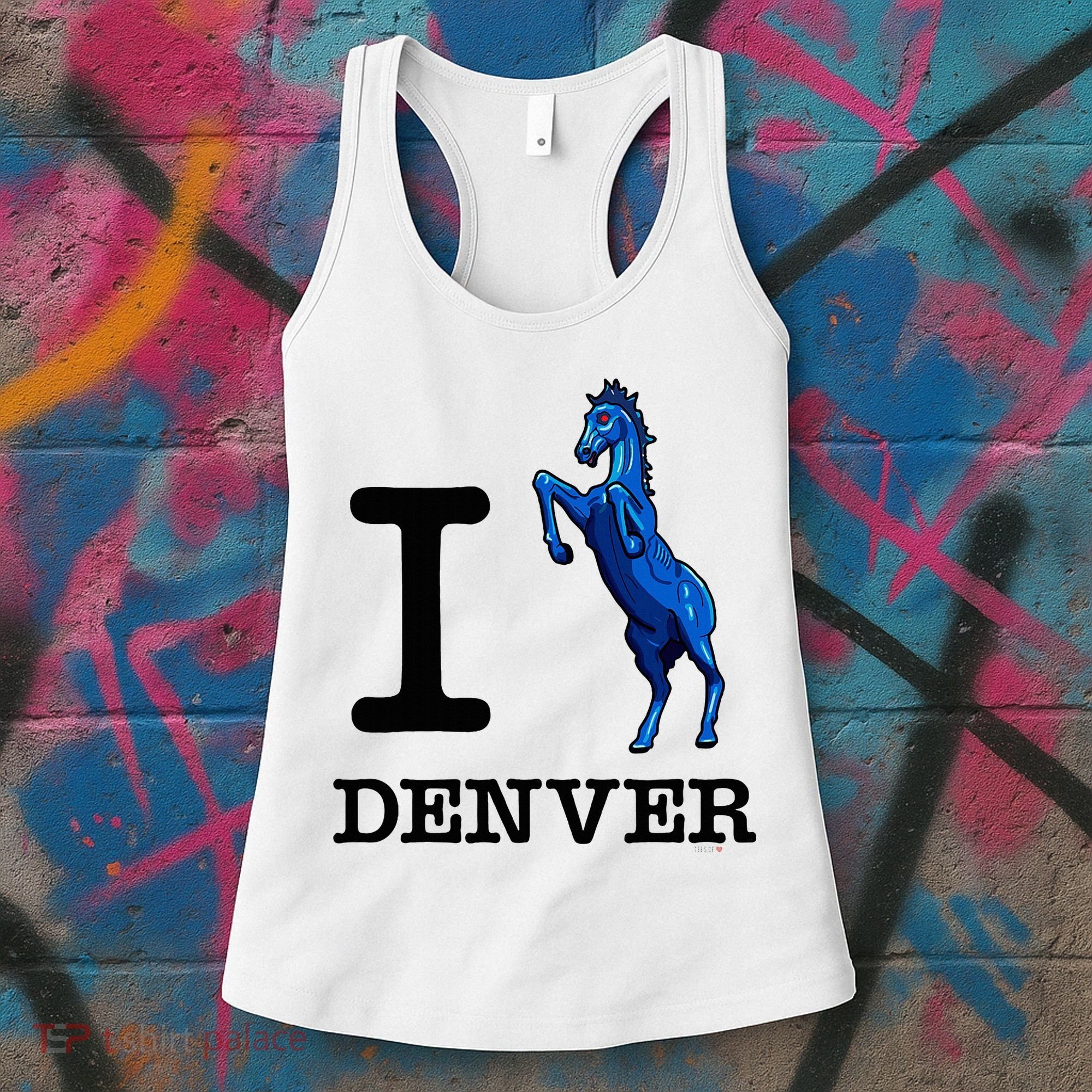 I Love Denver Blucifer Evil Blue Horse Women's Tank Top