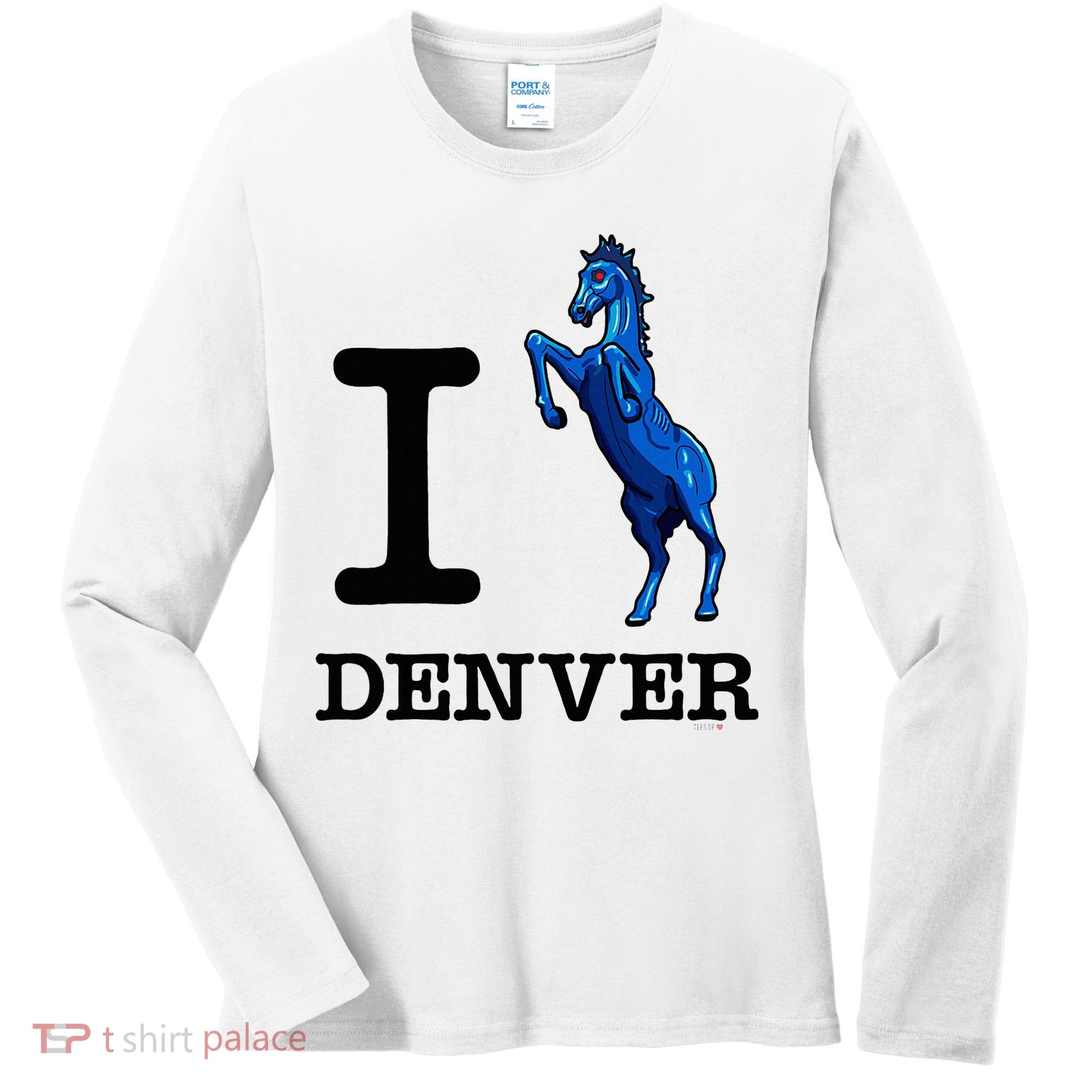 I Love Denver Blucifer Evil Blue Horse Women's Long Sleeve Shirt