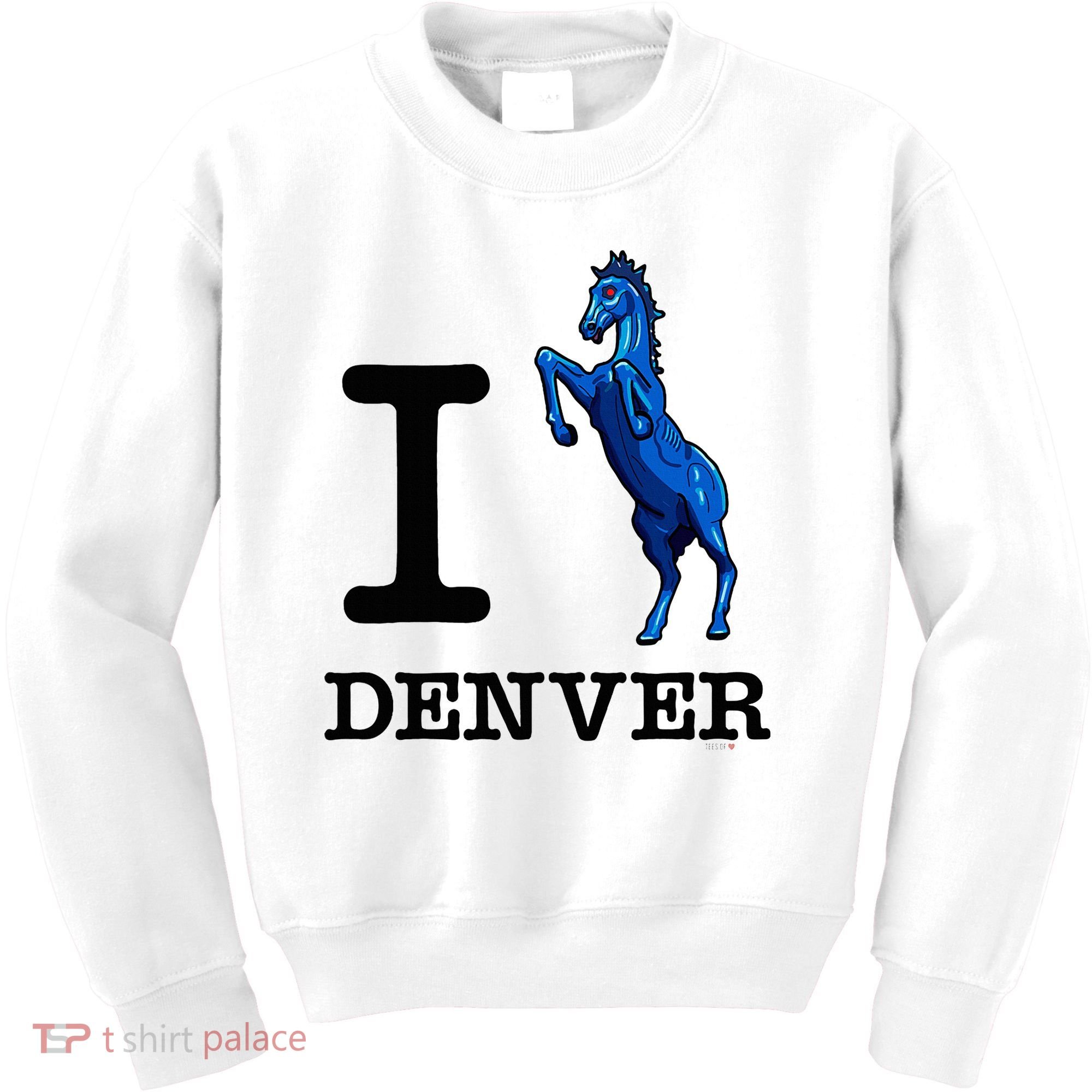 I Love Denver Blucifer Evil Blue Horse Kids Sweatshirt