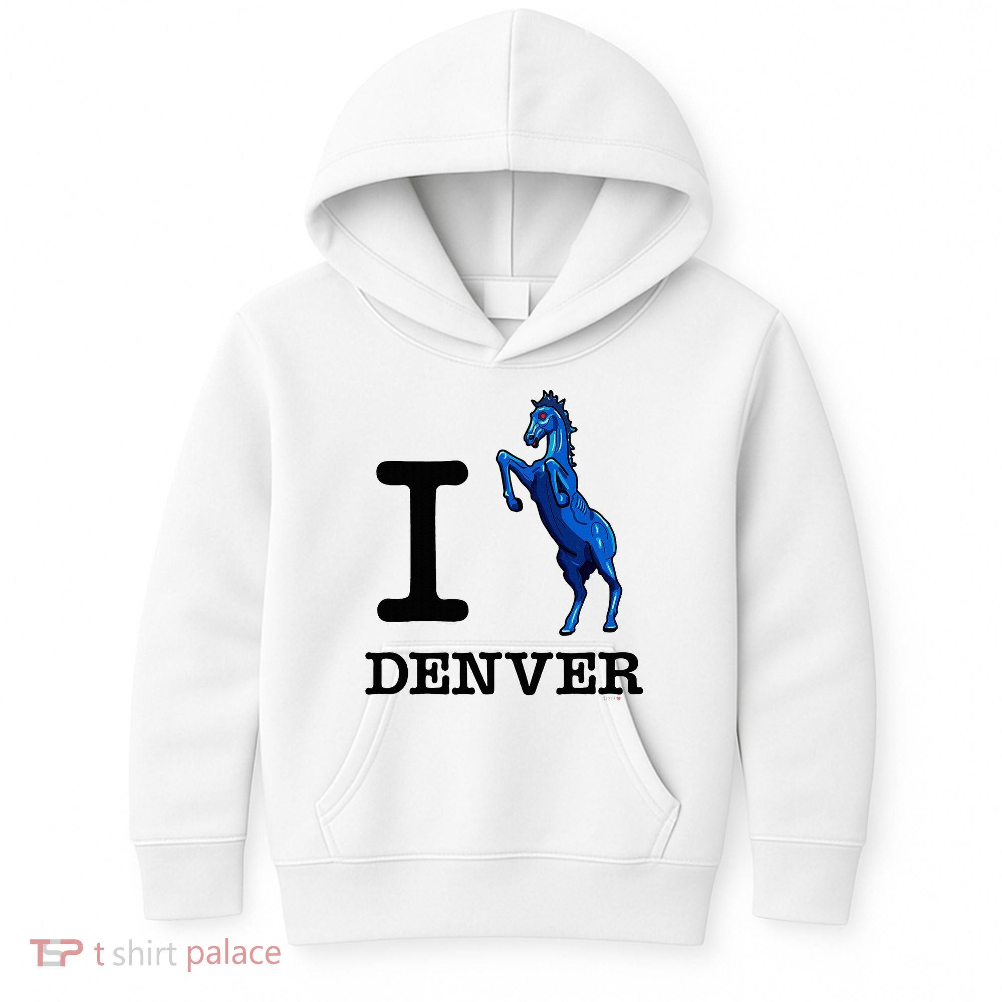 I Love Denver Blucifer Evil Blue Horse Kids Hoodie