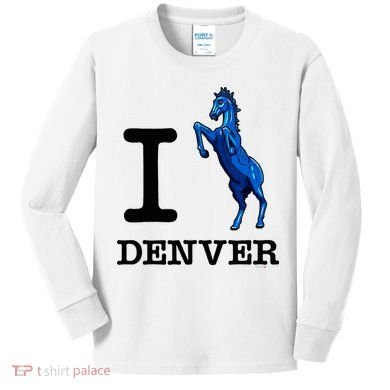 I Love Denver Blucifer Evil Blue Horse Kids Long Sleeve Shirt