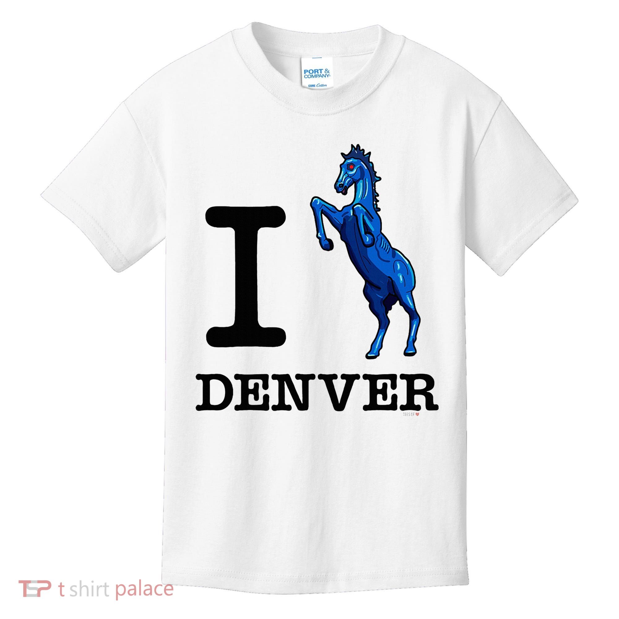 I Love Denver Blucifer Evil Blue Horse Kids T-Shirt