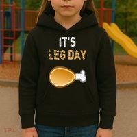 It's Leg Day Funny Workout Turkey Thanksgiving Kids Hoodie thumb 3