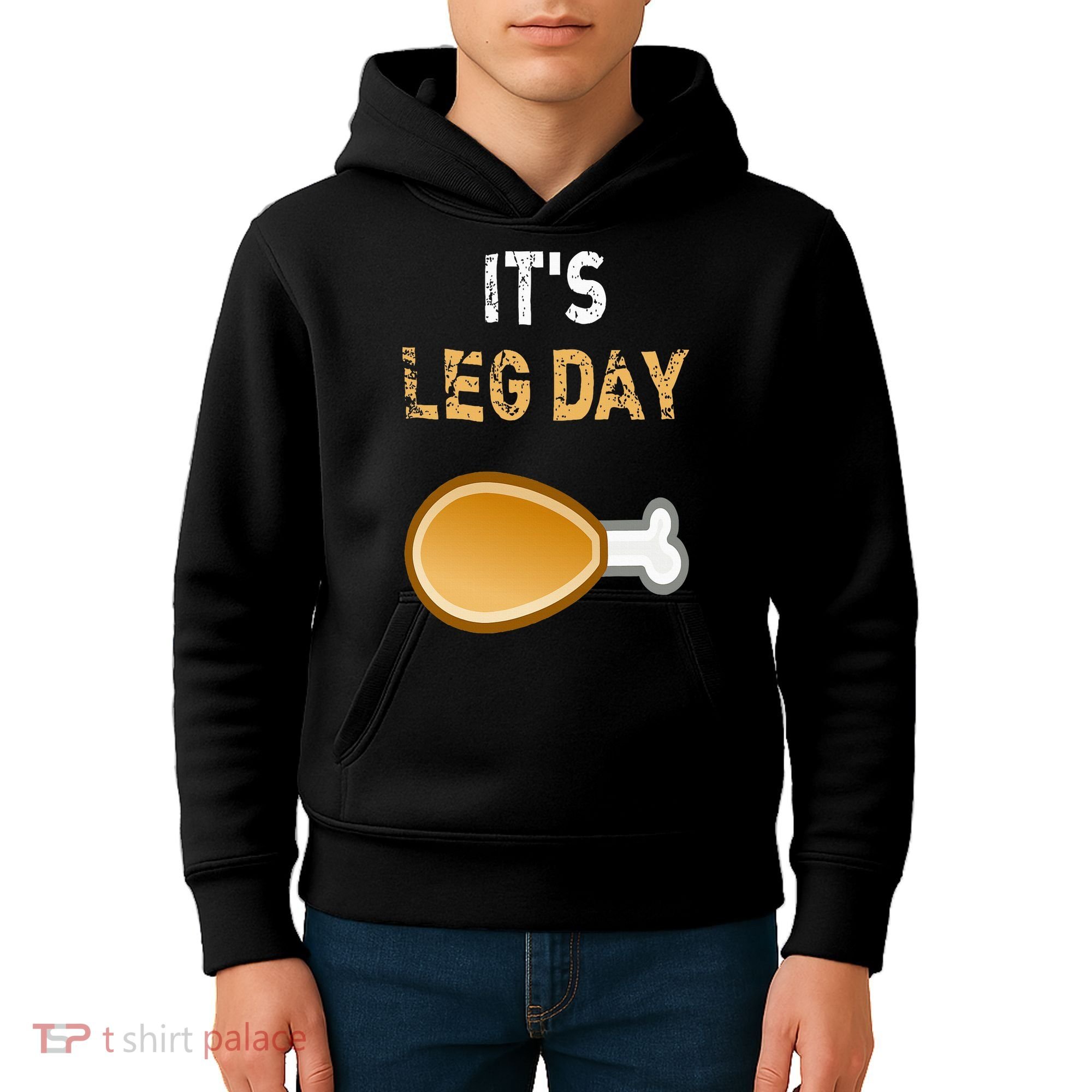 It's Leg Day Funny Workout Turkey Thanksgiving Kids Hoodie