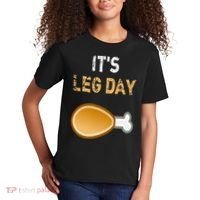 It's Leg Day Funny Workout Turkey Thanksgiving Kids T-Shirt thumb 2
