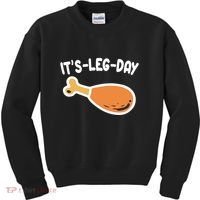 Its Leg Day Funny Thanksgiving Gym Kids Sweatshirt thumb 0