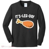 Its Leg Day Funny Thanksgiving Gym Kids Long Sleeve Shirt thumb 0