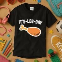 Its Leg Day Funny Thanksgiving Gym Kids T-Shirt thumb 3