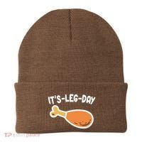 Its Leg Day Funny Thanksgiving Gym Beanie thumb 0