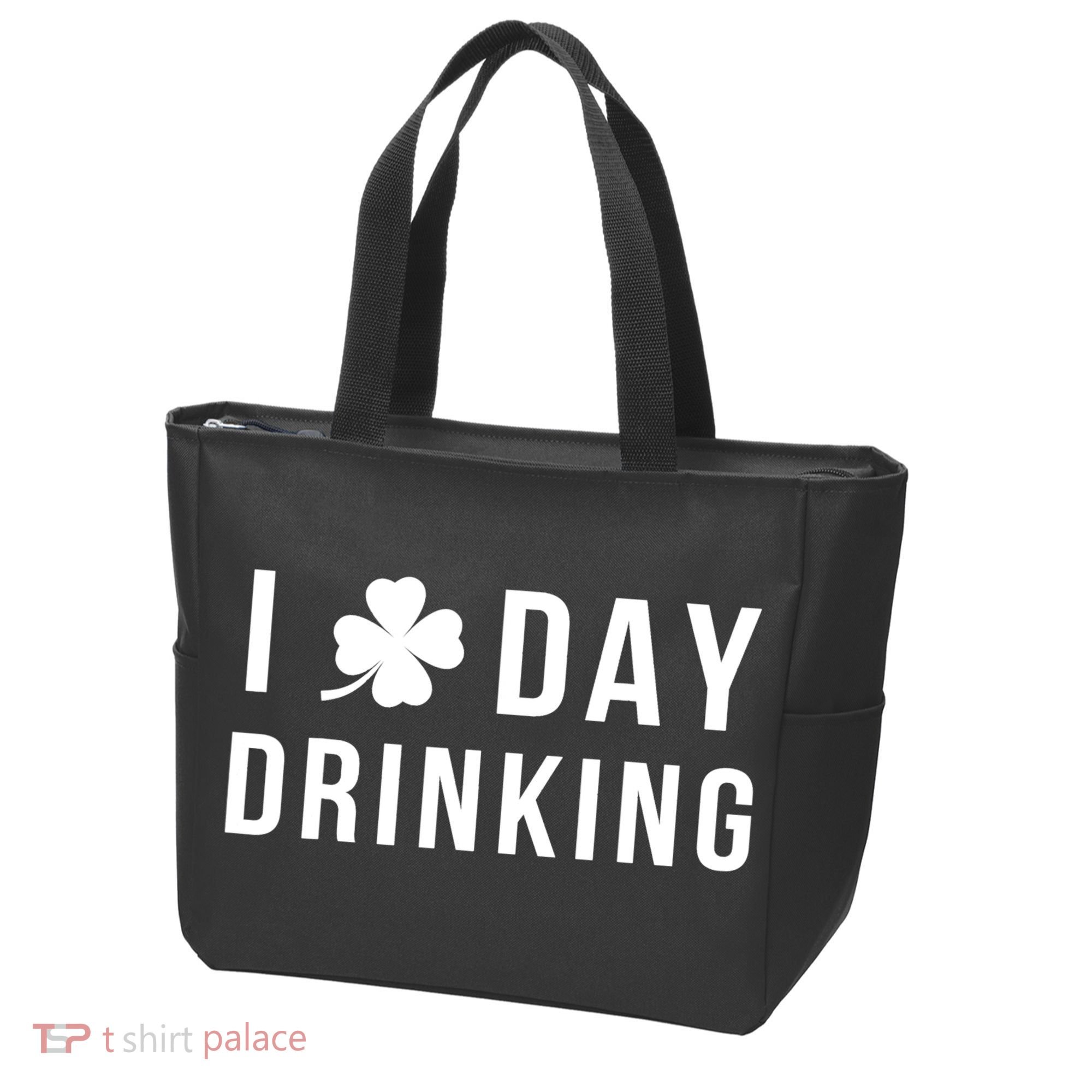 I Love Day Drinking Funny Shamrock St. Patrick's Day Tote Bag