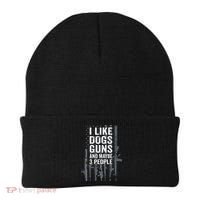 I Like Dogs Guns And Maybe 3 People Funny Gun ON BACK Beanie thumb 0