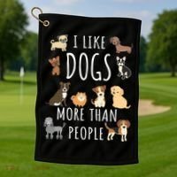 I Like Dogs More Than People Gift Golf Towel thumb 1