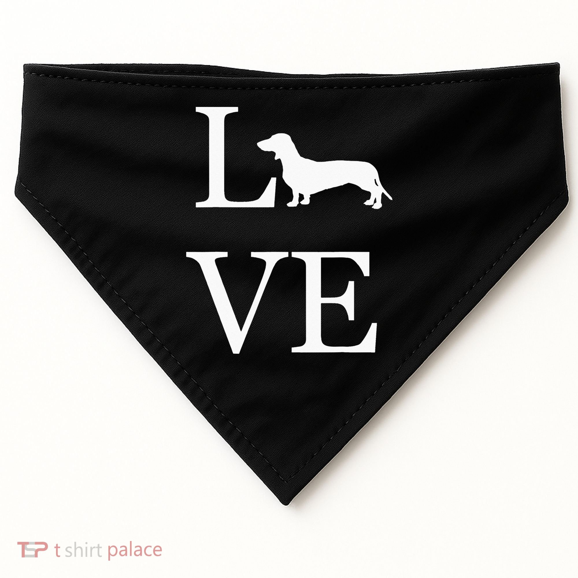 I Love Dachshund Weiner Dog Lover White Graphic Pet Owner USA-Made Doggie Bandana