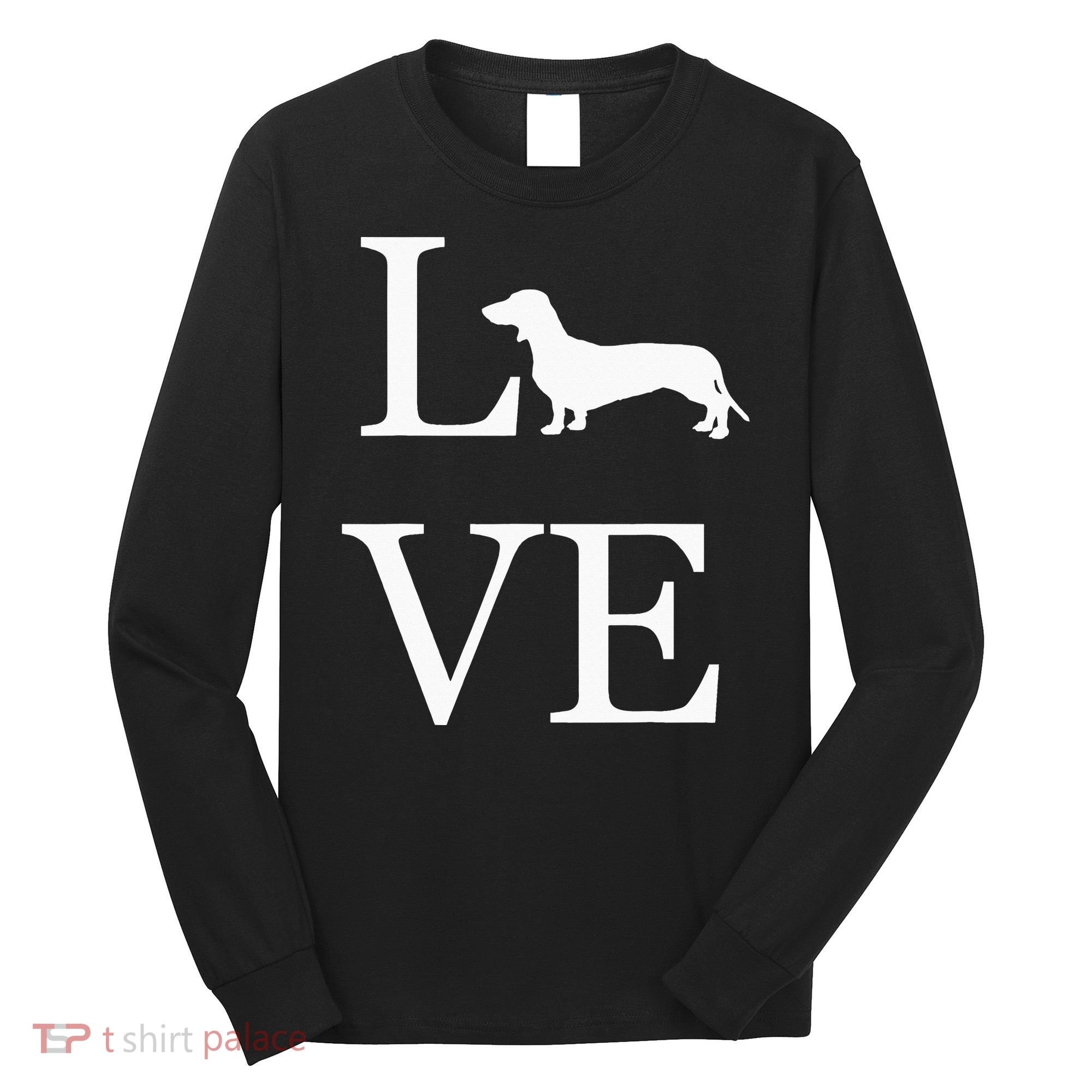 I Love Dachshund Weiner Dog Lover White Graphic Pet Owner Long Sleeve Shirt