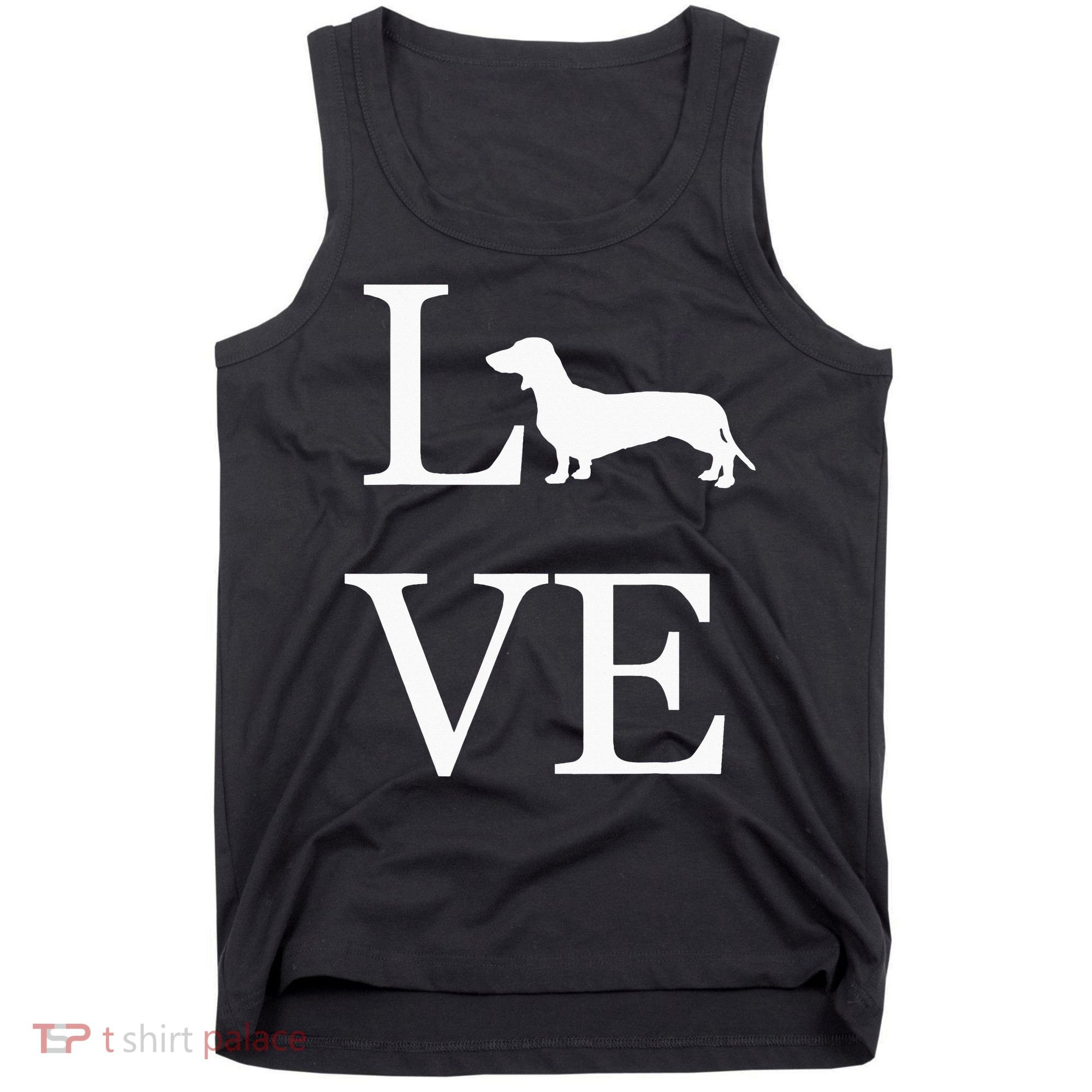 I Love Dachshund Weiner Dog Lover White Graphic Pet Owner Tank Top