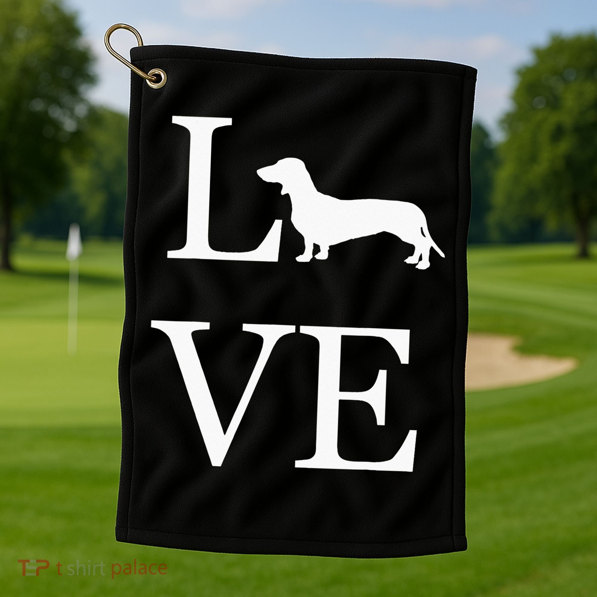 I Love Dachshund Weiner Dog Lover White Graphic Pet Owner Golf Towel
