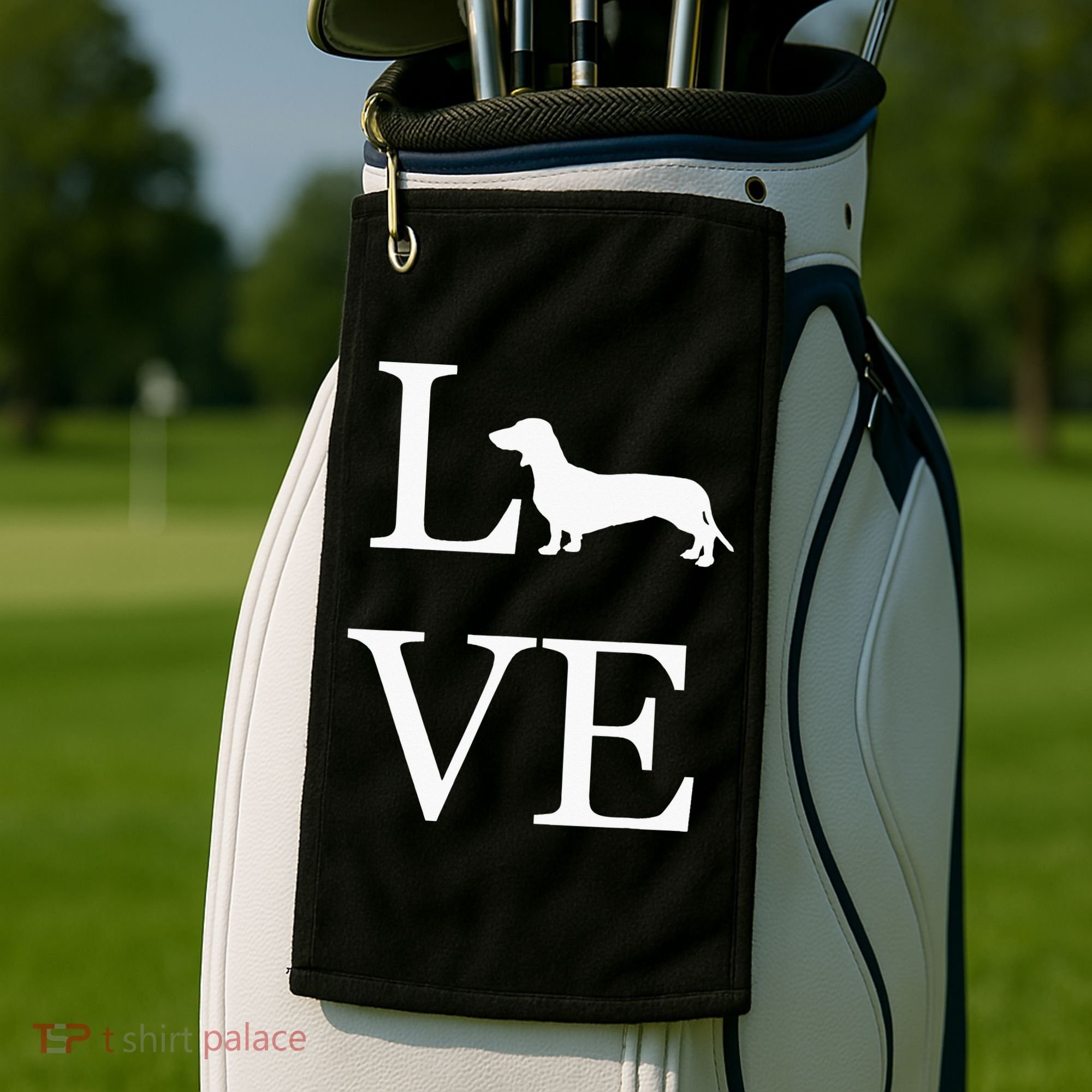 I Love Dachshund Weiner Dog Lover White Graphic Pet Owner Golf Towel